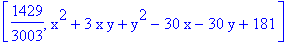 [1429/3003, x^2+3*x*y+y^2-30*x-30*y+181]